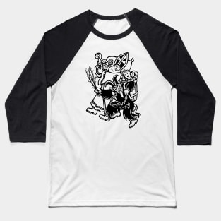 Krampus and Santa Baseball T-Shirt